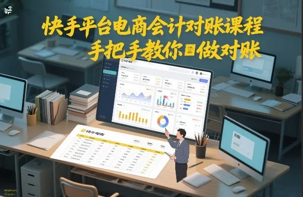 快手平台电商会计对账课程，手把手教你做对账-轻创