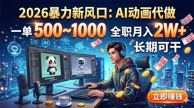 2026暴力新风口:AI动画代做,一单500~1000,全职月入2W+,长期可干-豌豆轻创