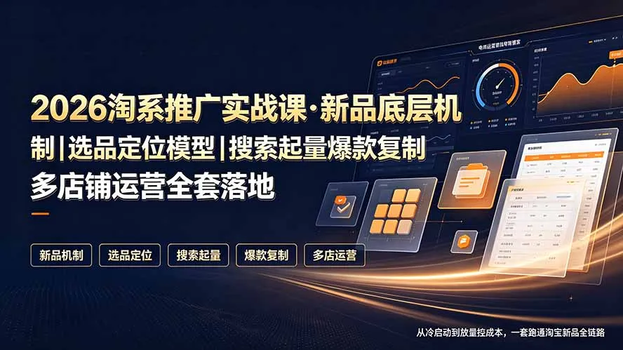 2026淘系推广实战课·新品底层机制｜选品定位模型｜搜索起量爆款复制多店铺运营全套落地教程-豌豆轻创