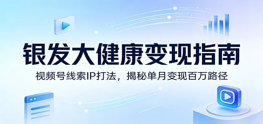 银发大健康变现指南：视频号线索IP打法，揭秘单月变现百万路径-豌豆轻创