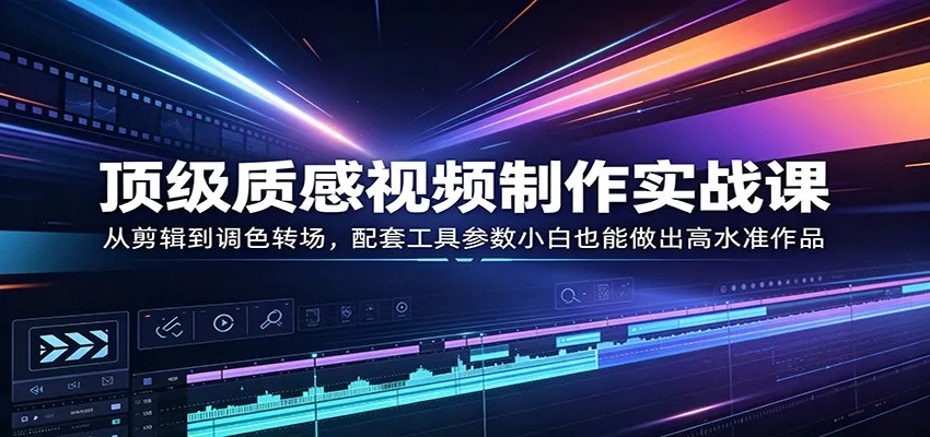 顶级质感视频制作实战课：从剪辑到调色转场，配套工具参数小白也能做出高水准作品-豌豆轻创