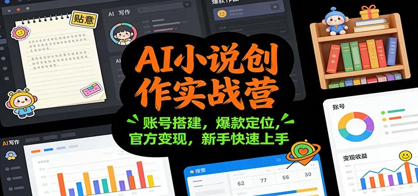 AI小说创作实战营:账号搭建,爆款定位,官方变现,新手快速上手-轻创