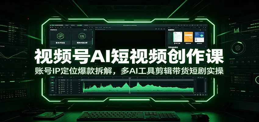 视频号AI短视频创作课:账号IP定位爆款拆解,多AI工具剪辑带货短剧实操-豌豆轻创