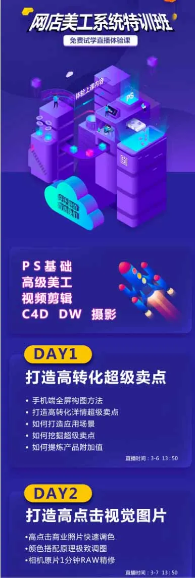网店美工系统精英班-7月:PS基础×主图设计×海报实战×详情页×首页装修×产品修图×视频剪辑×人像精修。-豌豆轻创