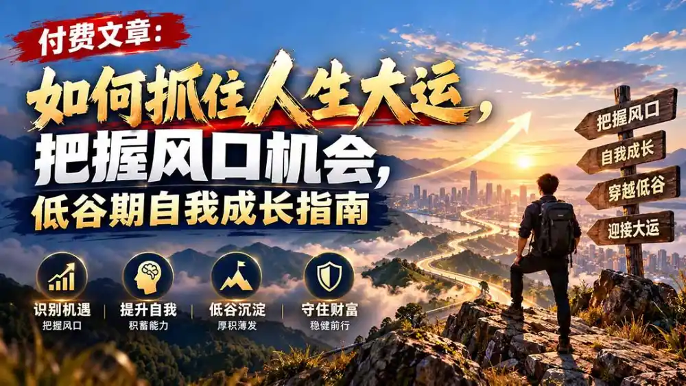付费文章：如何抓住人生大运，把握风口机会，低谷期自我成长指南-豌豆轻创