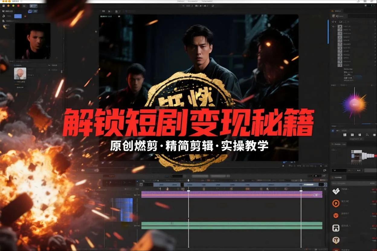 短剧拉新之原创燃剪精简剪辑实操课，解锁短剧变现秘籍-轻创