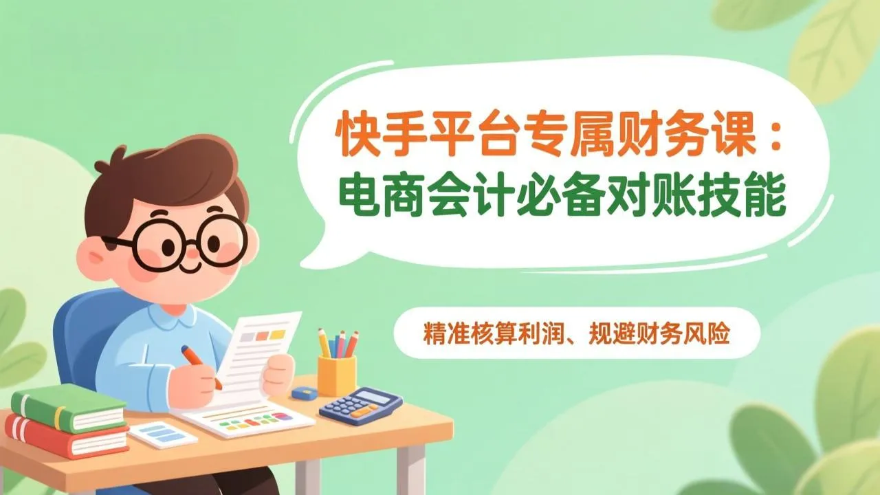 快手平台专属财务课：电商会计必备对账技能，精准核算利润、规避财务风险-轻创