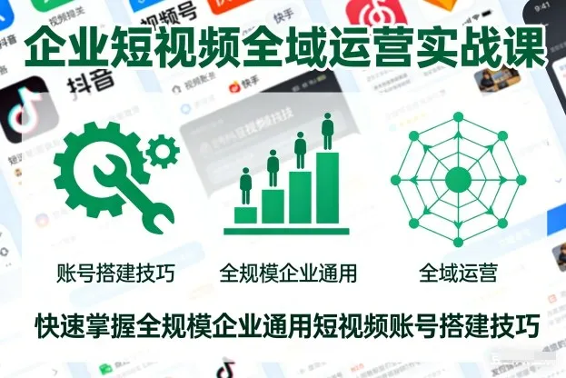 企业短视频全域运营实战课，快速掌握全规模企业通用短视频账号搭建技巧-轻创