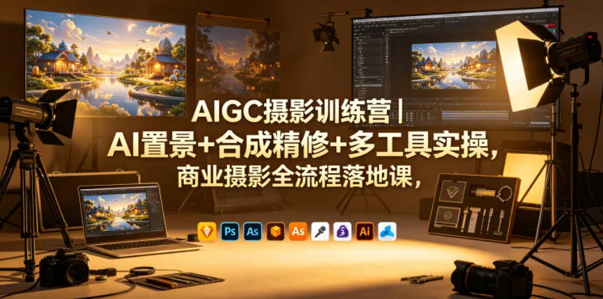 AIGC摄影训练营｜AI置景+合成精修+多工具实操，商业摄影全流程落地课-豌豆轻创