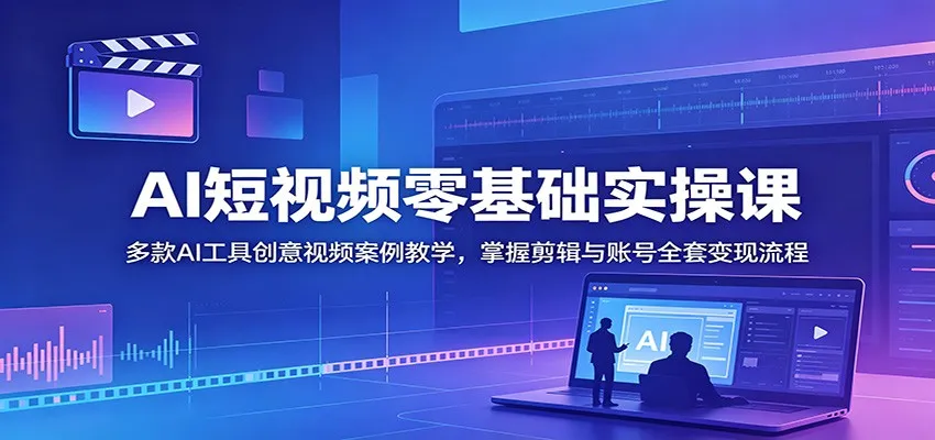 AI短视频零基础实操课:多款AI工具创意视频案例教学,掌握剪辑与账号全套变现流程-豌豆轻创