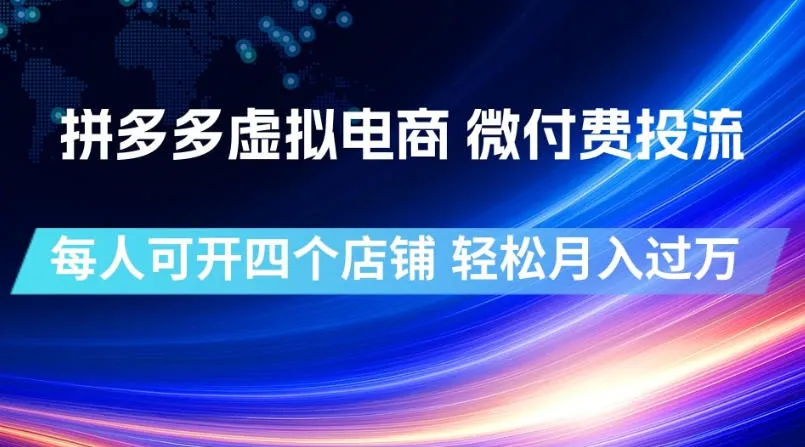 拼多多虚拟电商,微付费投流玩法,每人可开四个店,轻松月入过1W【揭秘】-豌豆轻创