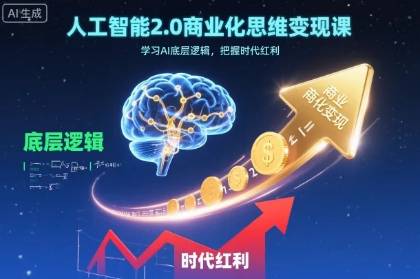 人工智能2.0商业化思维变现课,学习AI底层逻辑,把握时代红利-轻创