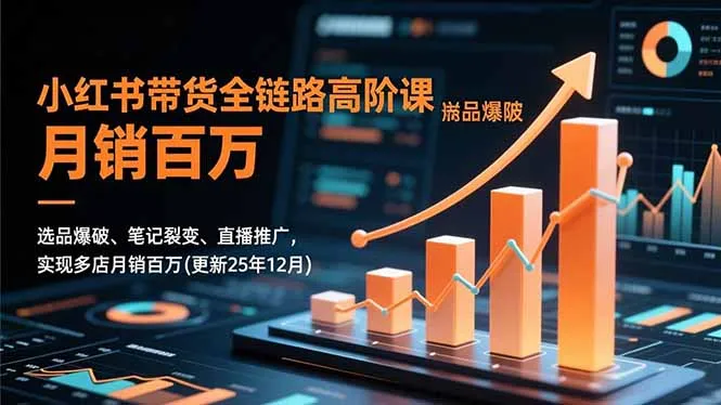 小红书带货全链路高阶课，选品爆破、笔记裂变、直播推广，实现多店月销百万(更新25年12月-轻创