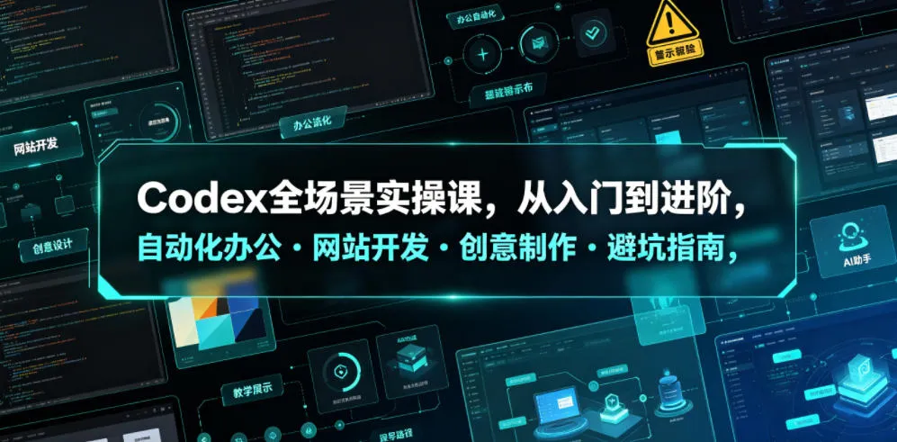 Codex全场景实操课,从入门到进阶,自动化办公・网站开发・创意制作・避坑指南,全流程教学-豌豆轻创