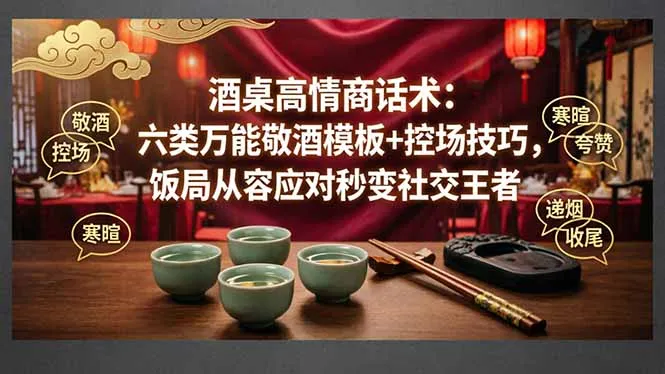 付费文章：酒桌高情商话术：六类万能敬酒模板+控场技巧，饭局从容应对秒变社交王者-豌豆轻创