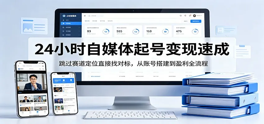 24小时自媒体起号变现速成，跳过赛道定位直接找对标，从账号搭建到盈利全流程-豌豆轻创