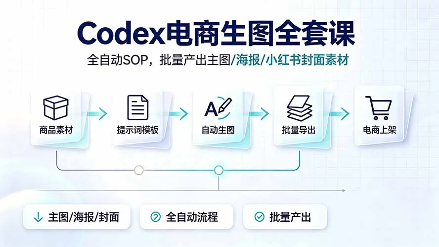 Codex电商生图全套课｜全自动SOP，批量产出主图/海报/小红书封面素材-豌豆轻创