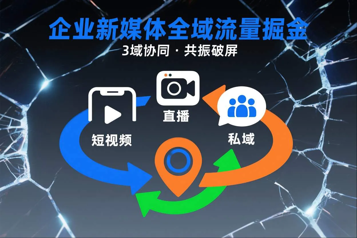 短视频全域商业模式,企业新媒体全域流量掘金,3域协同,共振破屏,短视频-直播-私域-地域-轻创