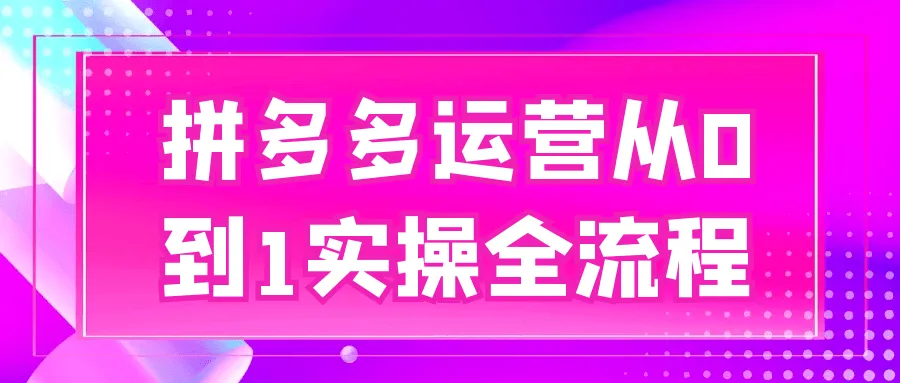 拼多多运营从0到1实操全流程-轻创