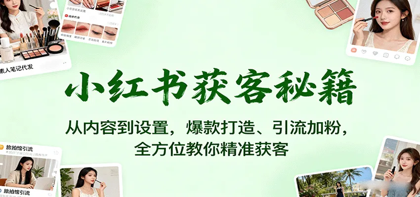 小红书获客秘籍：从内容到设置，爆款打造、引流加粉，全方位教你精准获客-轻创