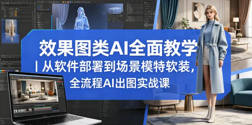 效果图类AI全面教学｜从软件部署到场景模特软装，全流程AI出图实战课-豌豆轻创