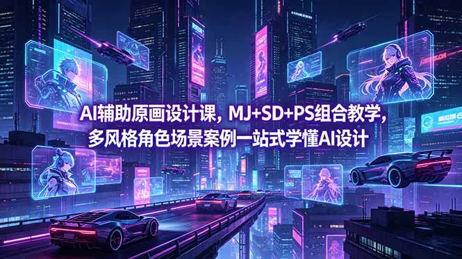 AI辅助原画设计课，MJ+SD+PS组合教学，多风格角色场景案例一站式学懂AI设计-豌豆轻创