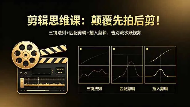 剪辑思维课：颠覆先拍后剪！三镜法则+匹配剪辑+插入剪辑，告别流水账视频-豌豆轻创