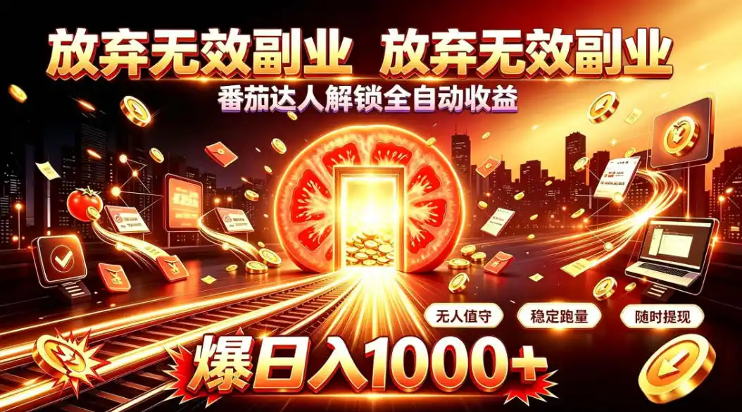 放弃无效副业，番茄达人解锁全自动收益，日入1k+，门槛最低的线上轻资产项目【揭秘】-豌豆轻创