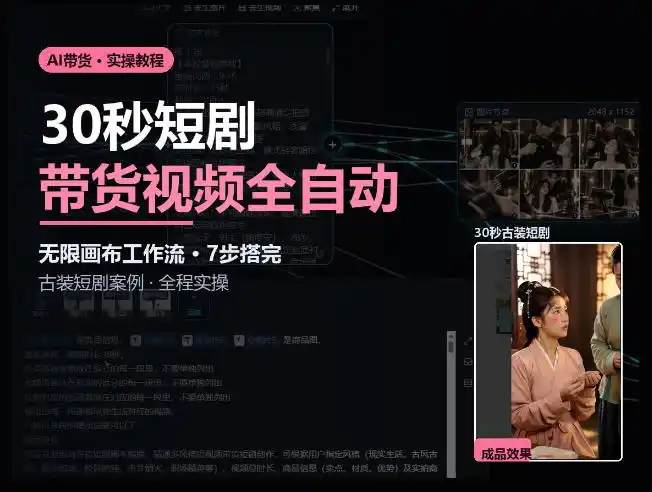 Seedance2.0做短剧带货视频，无限画布工作流·7步搭完古装短剧案例·全程实操-豌豆轻创