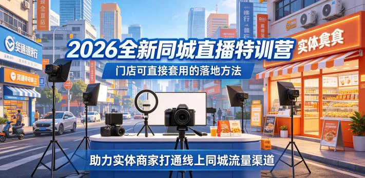 2026全新同城直播特训营，门店可直接套用的落地方法，助力实体商家打通线上同城流量渠道-豌豆轻创