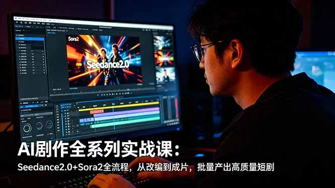 AI剧作全系列实战课：Seedance2.0+Sora2全流程，从改编到成片，批量产出高质量短剧-豌豆轻创