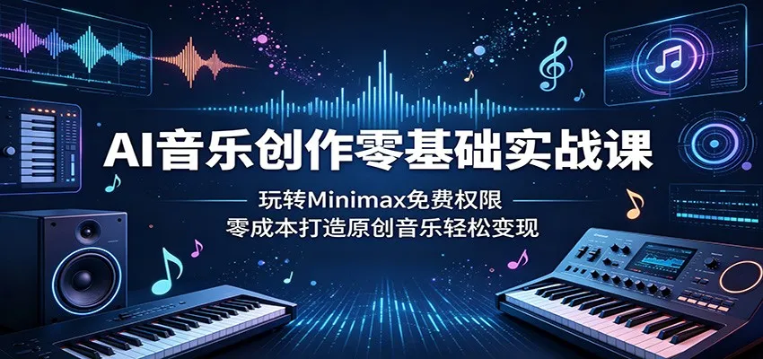 AI音乐创作零基础实战课：玩转Minimax免费权限，零成本打造原创音乐轻松变现-豌豆轻创