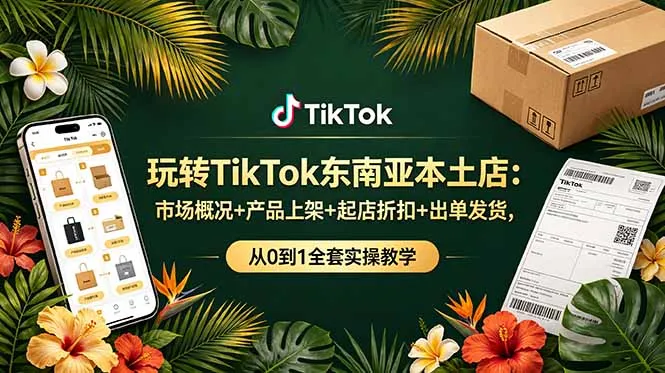 玩转TikTok东南亚本土店：市场概况+产品上架+起店折扣+出单发货，从0到1全套实操教学-豌豆轻创
