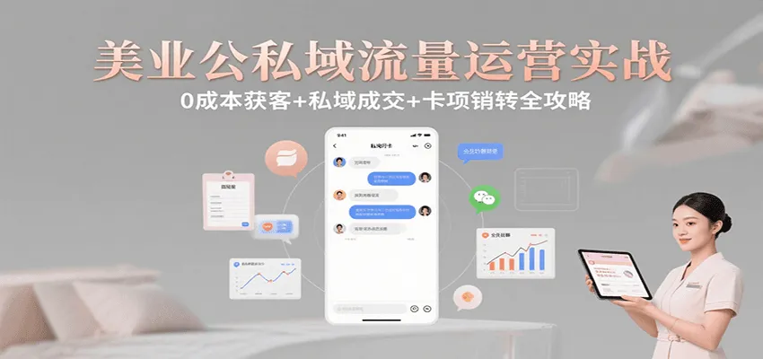 美业公私域流量运营实战:0成本获客+私域成交+卡项销转全攻略-轻创