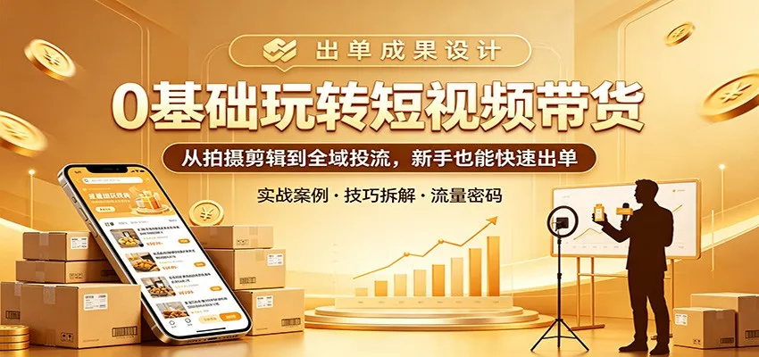 0基础玩转短视频带货：从拍摄剪辑到全域投流，新手也能快速出单-豌豆轻创