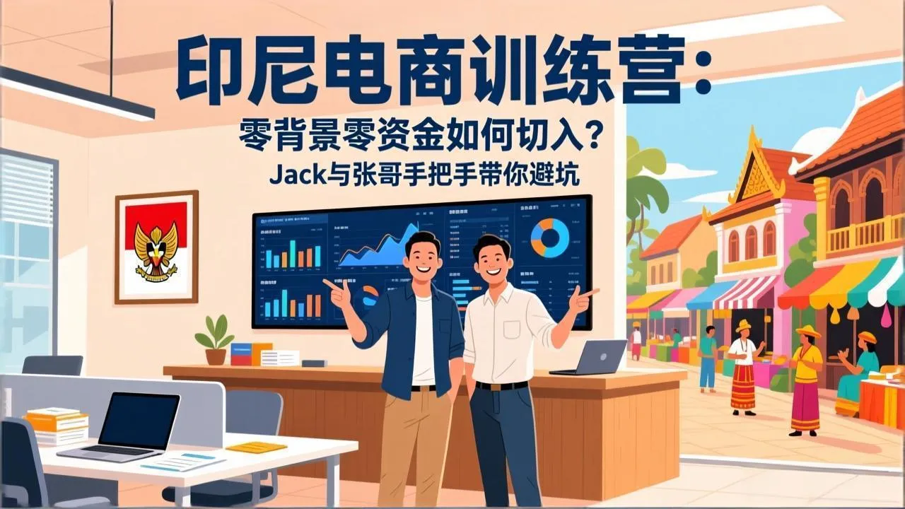 印尼电商训练营：零背景零资金如何切入？Jack与张哥手把手带你避坑-豌豆轻创