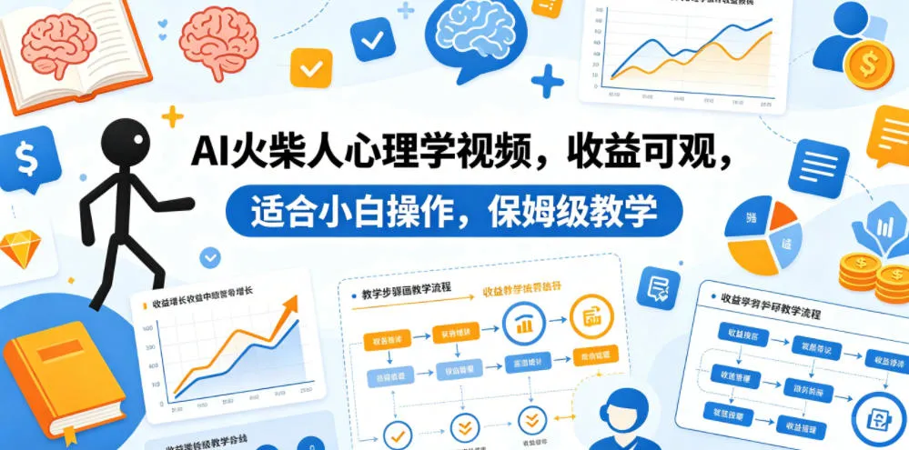 AI火柴人心理学视频，收益可观，适合小白操作，保姆级教学-豌豆轻创
