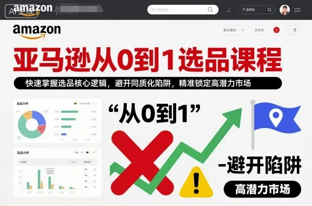 亚马逊从0到1选品课程,快速掌握选品核心逻辑,避开同质化陷阱,精准锁定高潜力市场-轻创
