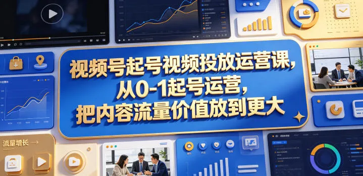 视频号起号视频投放运营课，从0-1起号运营，把内容流量价值放到更大-豌豆轻创