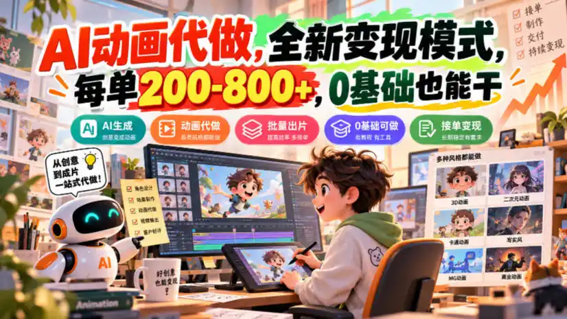 AI动画代做，全新变现模式，每单200-800+，0基础也能干【揭秘】-豌豆轻创