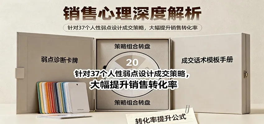 销售心理深度解析：针对37个人性弱点设计成交策略，大幅提升销售转化率！-轻创
