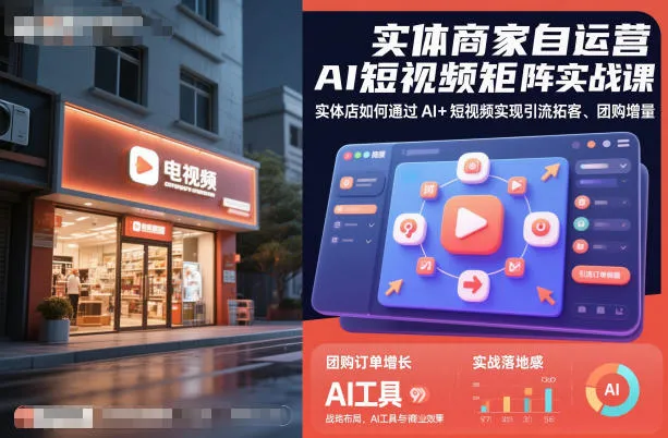 实体商家自运营AI短视频矩阵实战课，实体店如何通过AI+短视频实现引流拓客、团购增量-轻创