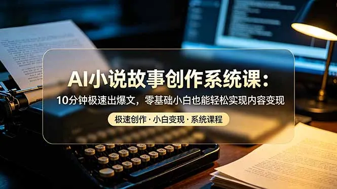 AI小说故事创作系统课：10分钟极速出爆文，零基础小白也能轻松实现内容变现-豌豆轻创