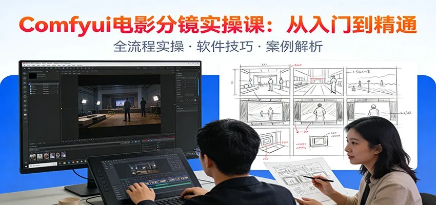 ComfyUI电影分镜实操课:分镜一致性,全流程AI视频制作,零基础也能做专业分镜-轻创