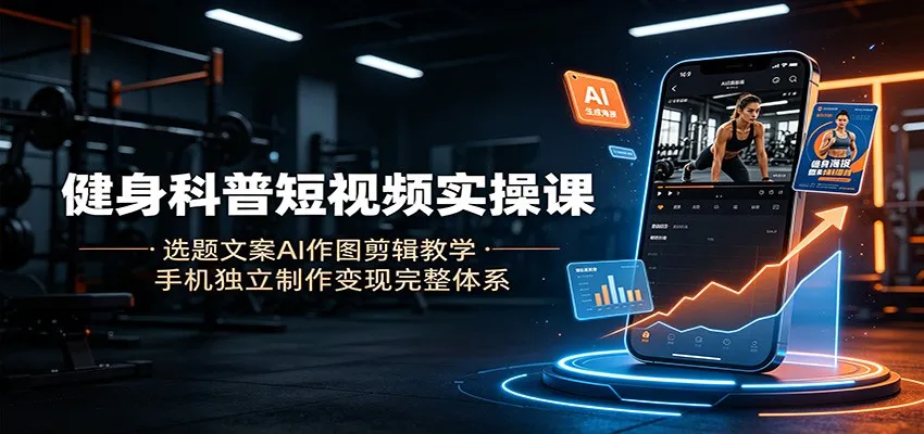 健身科普短视频实操课：选题文案AI作图剪辑教学，手机独立制作变现完整体系-豌豆轻创