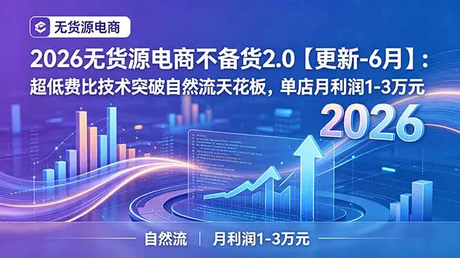 2026无货源电商不备货2.0【更新-7月】：超低费比技术突破自然流天花板，单店月利润1-3万元-豌豆轻创
