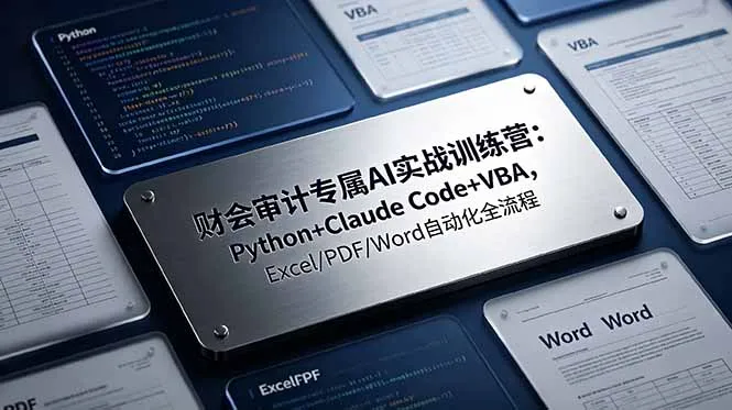 财会审计专属 AI实战训练营：Python+Claude Code+VBA，Excel/PDF/Word自动化全流程-豌豆轻创