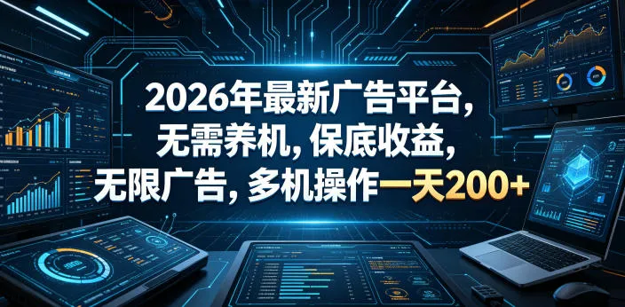 2026年最新广告平台，无需养机，保底收益，无限广告，多机操作一天200+【揭秘】-豌豆轻创