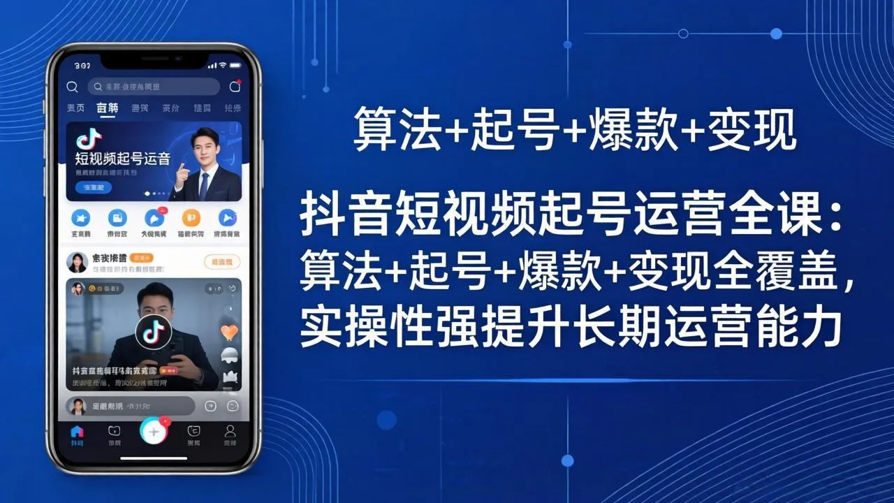 抖音短视频起号运营全课：算法+起号+爆款+变现全覆盖，实操性强提升长期运营能力-豌豆轻创
