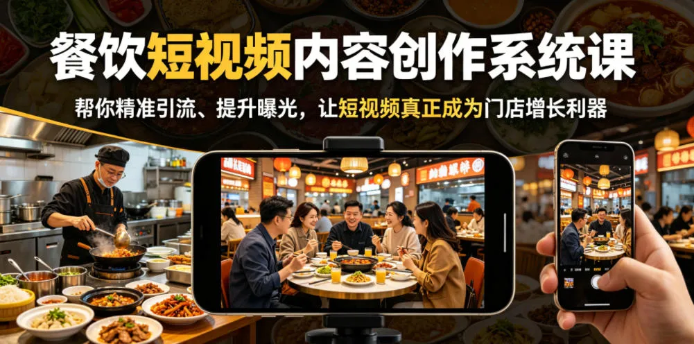 餐饮短视频内容创作系统课，帮你精准引流、提升曝光，让短视频真正成为门店增长利器-豌豆轻创